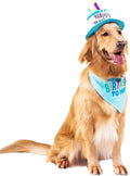 Large Dog Birthday Cake Hat & Bandana Set, Adjustable Dog Happy Birthday Party Hats for Large Dogs Boy, Dog Birthday Par