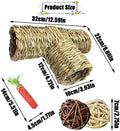 PINVNBY Hamster Grass Tunnel Toy Nature's Hideaway Guinea Pig Tunnels and Tubes Straw Tunnel House with 4 Entrances for 