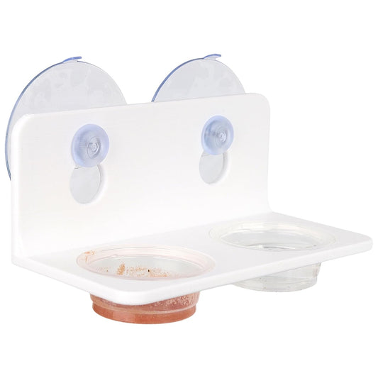 CRITTZOO Crested Gecko Feeding Ledge with 10PCS Gecko Food Water Dish - White
