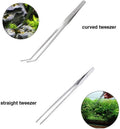 Aquascaping Tools 7 in 1 Kit Aquarium Plant Scissors Tools Set Curved & Waved Scissor Tweezers Spatula Stainless Steel A