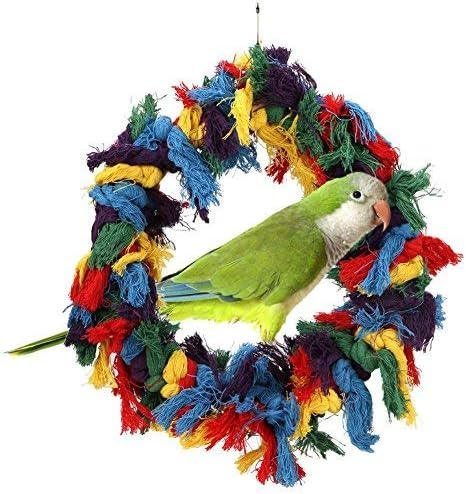 Litewoo Bird Parakeet Colorful Swing Toys,Cotton Rope Chew Hanging Bird Preening Garland Swing for Budgie Parakeet Cocka
