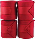 Fleece Horse Polo Wraps Set of 4 Bandages 4" Width, 3 Meters Length (Red)