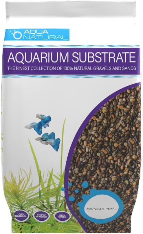 Aqua Natural Aquarium Substrate, Midnight Pearl Gravel, 20lb