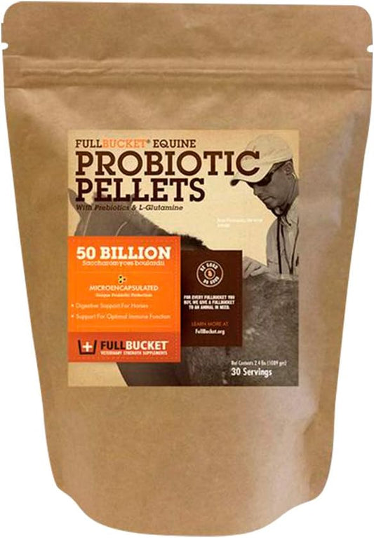FullBucket Equine Probiotic Pellets with Saccharomyces boulardii for Horses Under High Stress or for Horses with Ongoing