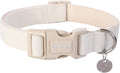 DOGWONG Cotton Hemp Dog Collar, Heavy-Duty White Dog Collar Adjustable Soft Natural Fabric Pet Dog Collar Cute Wedding P