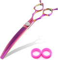 Professional Curved Thinning Shears Dog Grooming Scissors 7.5'' Rainbow Curved Thinner Scissors for Grooming Large Dogs 