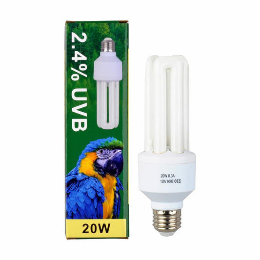 Sundew 2.4% UVB Bird Light Bulb - High CRI 85.6 Full Spectrum UVA UVB Lamp - 20W E26 for Parrots, Cockatiels, Conures, African Greys, Canaries & All Pet Birds, Improve Mood & Feather Health