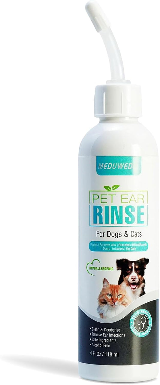 MEDUWEDU Dog Ear Cleaner, Dog Ear Care Liquid, Dog and Cat Ear Cleaner to Eliminates Ear Odour, Dirt and Debris Pet Ear 