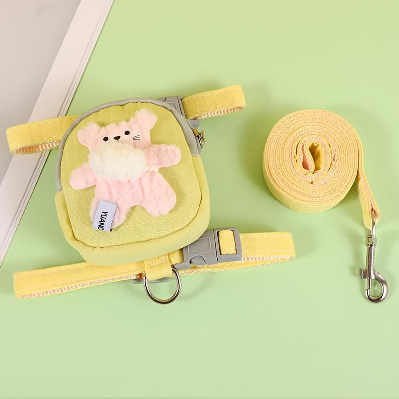 Bag Style Harness Leash for Cats and Small Dogs Walking Rope (Yellow)