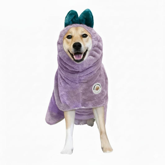 DERPYCHAPPY Premium Dog Towel Robe & Dog Bathrobe for Drying Dogs Made in Korea | Super Absorbent Quick & Adjustable Microfiber Bath Towel for Cats & Puppy Robes After Bath | Drying Coat (Lavender,XL)