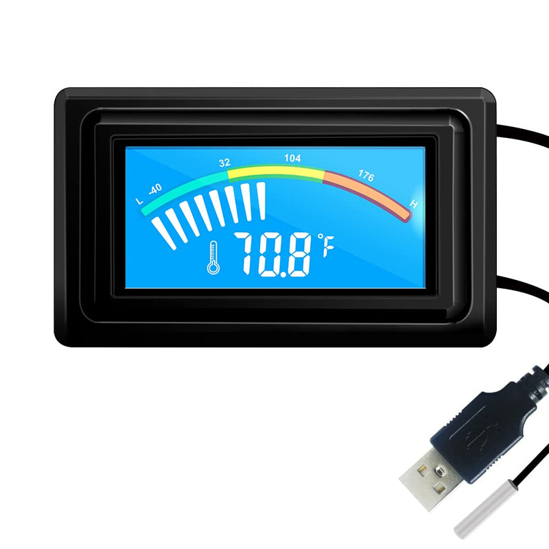 KETOTEK Digital Thermometer Temperature Gauge USB Power Supply with Sensor Probe for Aquarium Vehicle PC Case Incubators