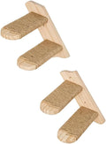 Wall Mounted Cat Shelf, 2 Pack 2 Step Wooden Stairway with Jute Rope, Space-Saving Modular Climbing Ladder for Indoor Ca