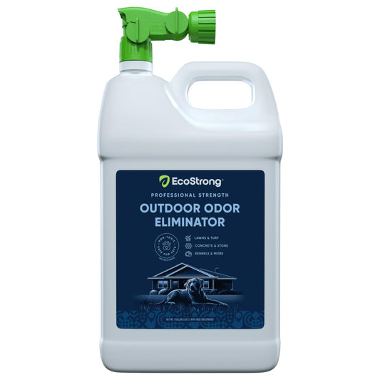Eco Strong Outdoor Odor Eliminator Outside Dog Urine Enzyme Cleaner Powerful Pet, Cat, Animal Scent Deodorizer | Professional Strength for Yard, Turf, Kennels, Patios, Decks (128 oz W Sprayer)
