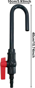 Aquarium Water Filler Tube with Flow Valve, Wall Mounted Curved Hook Design, Aquarium Water Changer, Filler Tube for 1/2