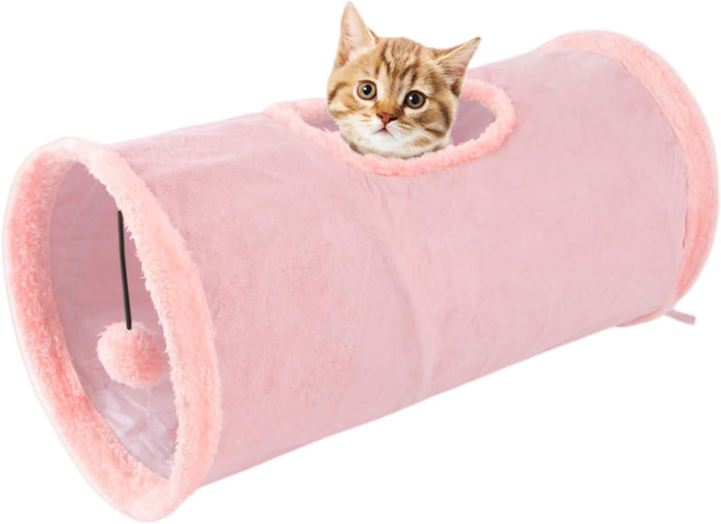 Cat Tunnel,Indoor Cat Play Tube Toys with Play Ball,Durable Collapsible Rabbit Hideaway Tunnel for Kitten,Bunny, Guinea 