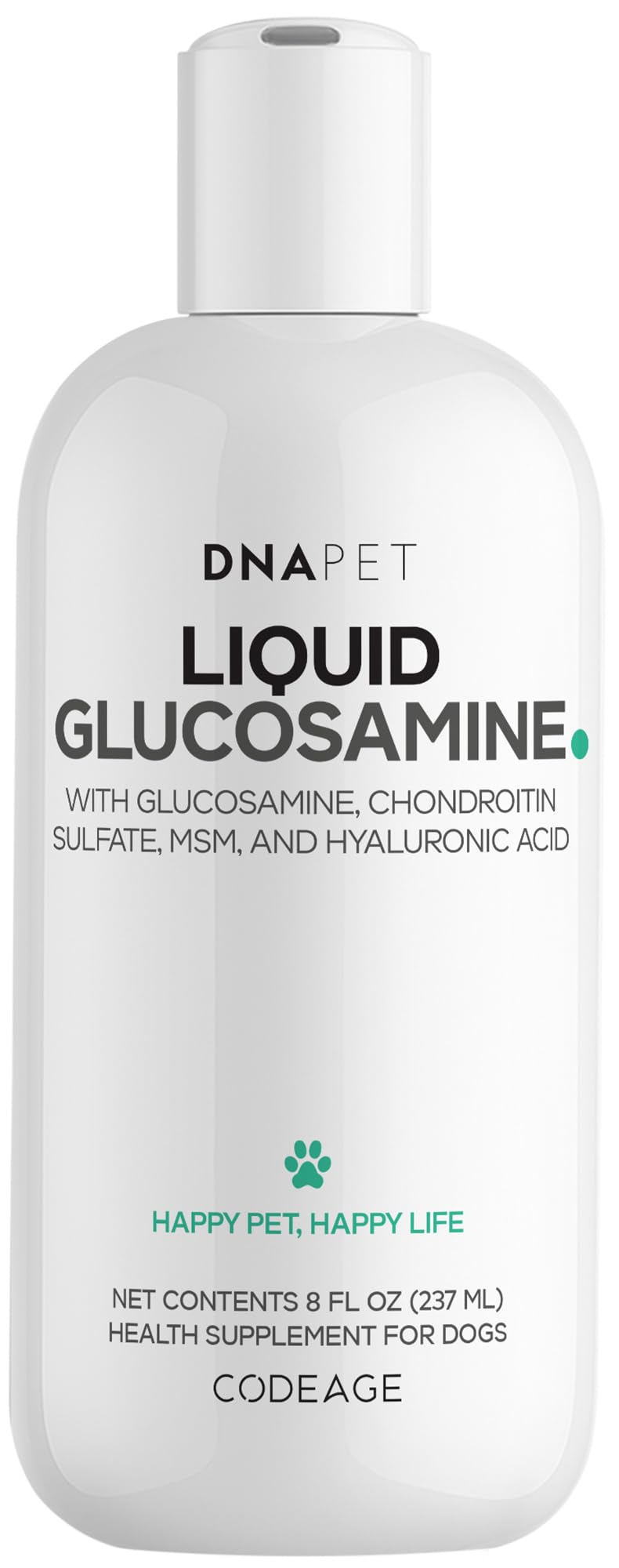 DNA Pet Liquid Glucosamine for Dogs - Glucosamine, Chondroitin, MSM, Hyaluronic Acid, Manganese Chelate for Pets - Liquid Dog Supplement - All Breeds - 8 fl oz