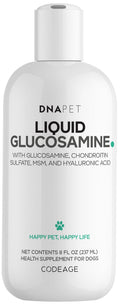 DNA Pet Liquid Glucosamine for Dogs - Glucosamine, Chondroitin, MSM, Hyaluronic Acid, Manganese Chelate for Pets - Liquid Dog Supplement - All Breeds - 8 fl oz
