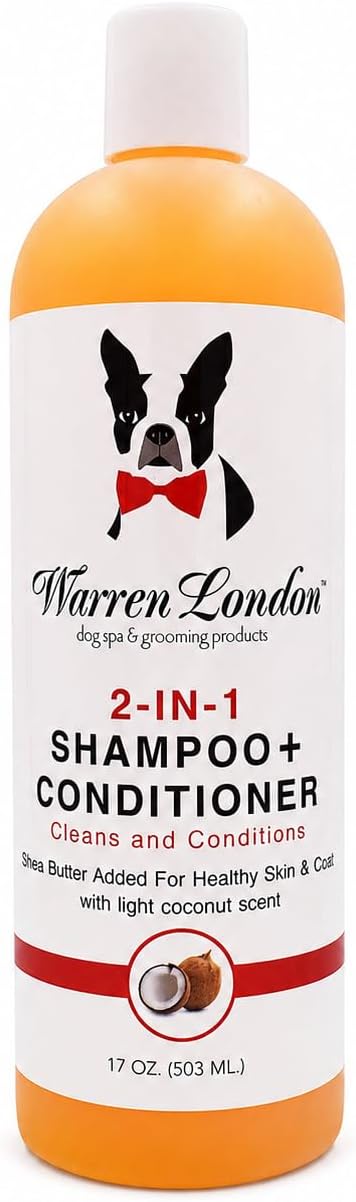 Warren London 2 in1 Pet Shampoo and Conditioner for Dogs, Puppys, & Cats | Best Dog Shampoo and Conditioner for Dry Itchy Skin | Dandruff Shampoo for Cats & Dogs | Made in USA | 17oz