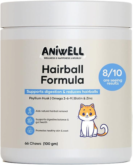 Hairball Formula for Cats – Soft Chews with Omega-3 & Biotin | Cat Hairball Support for Healthy Digestion, Less Shedding