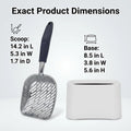 Vitisyao Heavy-Duty Metal Cat Litter Scoop with Holder, Aluminum Cats Litter Scooper Captures All Clumps, Kitty Metal Scooper and Holder (White)