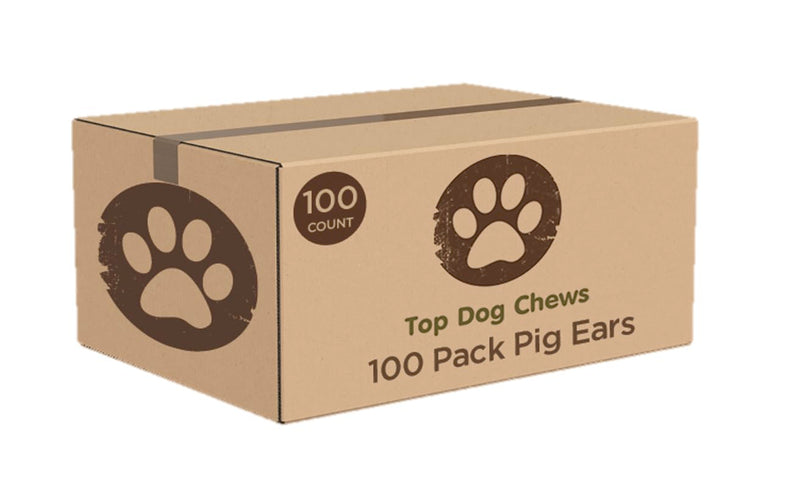 Top Dog Chews – 100 Pack, Pig Ears for Dogs, Whole, Full Uncut American Made, Single Ingredient, Thick, Large Dog Treat for Small, Medium or Large Breeds, Bulk Dog Chews (100 Pack)