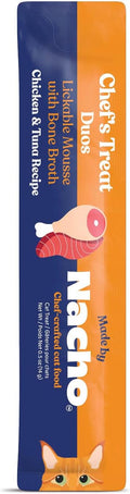 Made by Nacho Lickable Cat Treats Mousse Tubes 12 Count with Bone Broth Chicken and Tuna Recipe (.5 oz) No Grains, Corn,