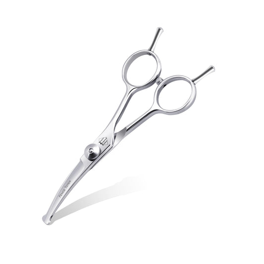 Fenice Totem Dog Grooming Scissors: 4.75" Pet Curved Shears Made of Advanced JP440C Stainless Steel Alloy for Trimming Dogs Cats and Other Pets Face and Paws