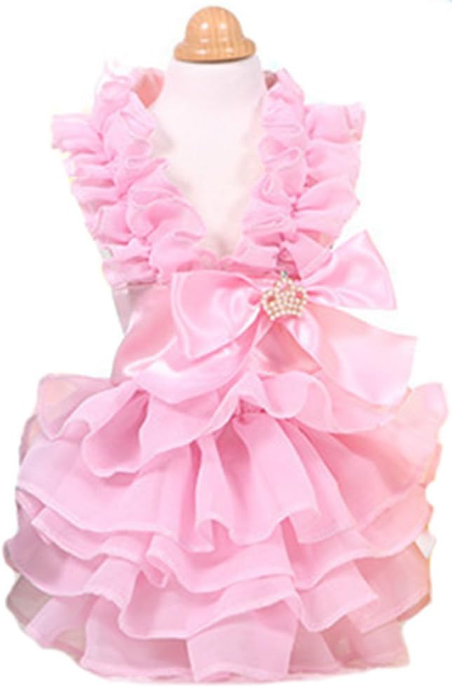 Fashion Sweet Puppy Dog Chiffon Princess Dress for EXTRAL Small and Small Dog Pink M