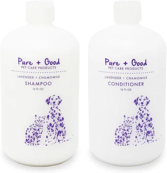 Pure + Good - Shampoo and Conditioner Set, Formulated for All Pets, Gentle and Cleansing, Made in The USA, Cruelty Free,