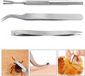 2Pcs Silver Stainless Steel Tick Tweezers Dual Tipped Tick Remover Tool First Aid Tweezers Tick Killer Tweezer for Human