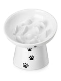 Y YHY Slow Feeder Cat Bowl, Ceramic Cat Slow Feeder Bowl, 6 Inches, Elevated, Anti Vomiting for Dry and Wet Food, White