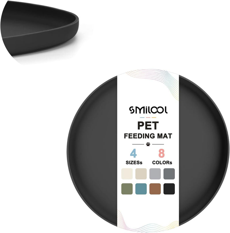 SMILOOL Waterproof Silicone Pet Food Mat with Raised Edge for Dog & Cat