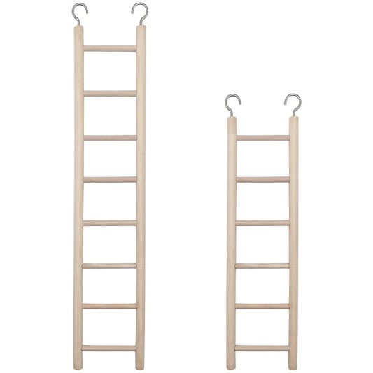 2pcs Birdie Basics Wooden Ladder for Bird Cage Climbing Ladder Toy for Parakeets Parrots Cockatoo (6 Step & 8 Step)