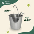 Advance Pet Product Heavy Stainless Steel with 2 Hook Bucket, 1 Quart Flat