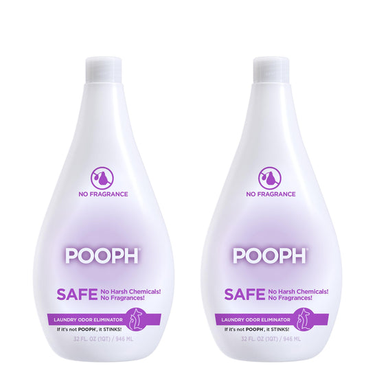 Pooph Laundry Additive, 32oz, 2-Pack (32 Loads) - Dismantles Odors on a Molecular Basis, Dogs, Cats, Freshener, Eliminator, Urine, Poop, Pee, Deodorizer, Natures, Puppy, Fresh, Clean, Furniture, Potty