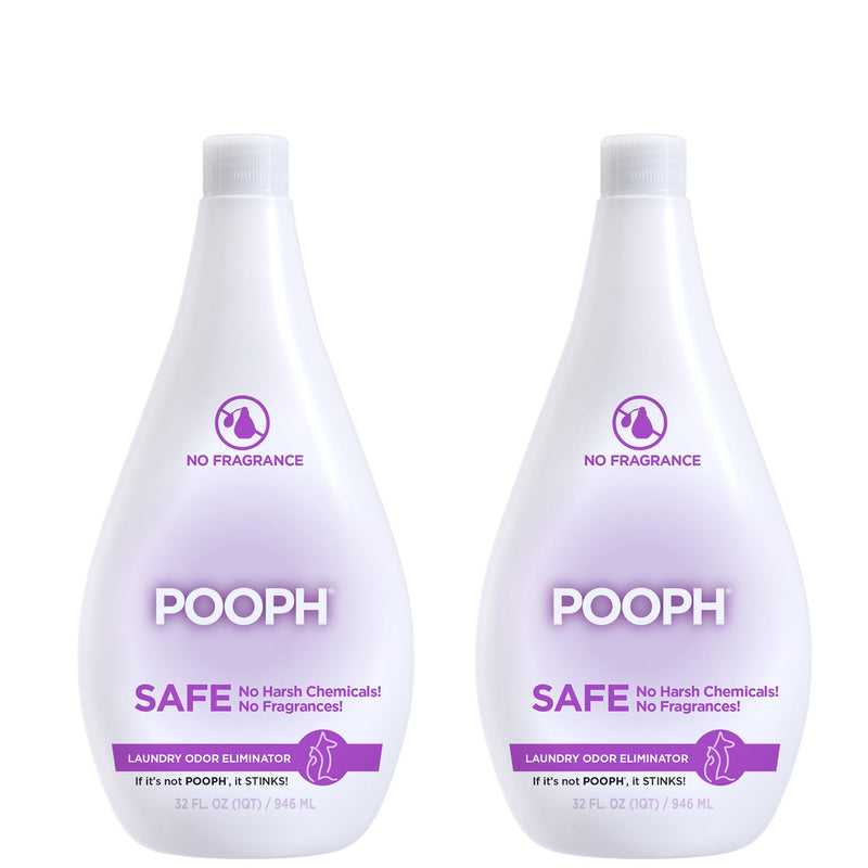 Pooph Laundry Additive, 32oz, 2-Pack (32 Loads) - Dismantles Odors on a Molecular Basis, Dogs, Cats, Freshener, Eliminator, Urine, Poop, Pee, Deodorizer, Natures, Puppy, Fresh, Clean, Furniture, Potty