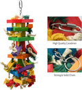 RUBY.Q Large Parrot Toy, 20in Bird Parrot Toy, Multicolored Natural Wooden Bird Chewing Toys for Large Macaws, African Grey and a Variety of Amazon Parrots