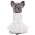 Kuoser Dog Dress Pet Wedding Dresses, Adorable Tutu Shirts for Small Medium Girl Dogs, Puppy White Princess Outfits with Luxury Lace Pearl Bow, Retro Pet Costumes for Birthday, Party, Wedding