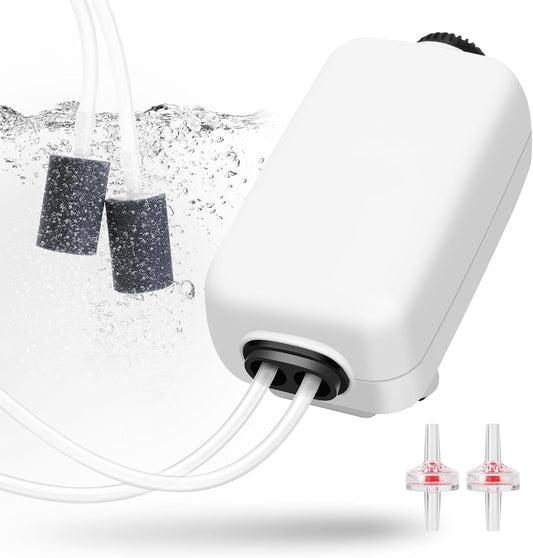 AQUANEAT Aquarium Air Pump for 20-210 Gallon Tank, Fish Air Bubbler, Hydroponic Oxygen Aerator with Stones, Airline Tubi