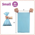 BOS Amazing Odor Sealing Cat Waste Bags - Durable and Unscented [Size: S, Color: light blue] (90 count, Pack of 1) (90 Bags)★May be too small to get a litter scoop inside!