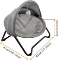 Elevated Cat Hammock Bed with Awning, Breathable Raised Pet Bed Only for Cats & Small‑Size Dogs, Tool‑Free Assembly, Rem
