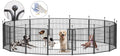 Dog Playpen,32/40/45 Inch Height in Heavy Duty, Folding Indoor Outdoor Anti-Rust Dog Exercise Fence, Portable Pet Playpen with Door for Large Medium Small Dogs and Pet (16 Panels, 32 Inch) Silver