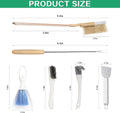 7-Piece Set Bird Cage Cleaner,Small Animal cage Cleaning Tool Wooden and Stainless Steel Cleaning Brush Long Handle Clea