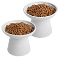 KITCHENLESTAR 6.2 Inch Extra Wide Elevated Ceramic Cat Bowls, Food and Water Bowl Set for Elder Big Cats Small Dogs, Raised Design for Pet Easy Eating, Protect Cat's Spine Set of 2(White)