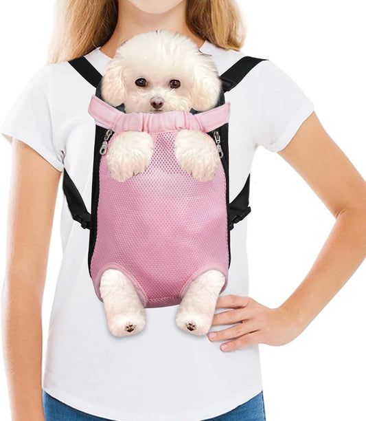 FEimaX Dog Carrier Backpack Pet Legs Out Front Cat Travel Bag, Adjustable Puppy Backpacks Carriers Hands-Free for Small 