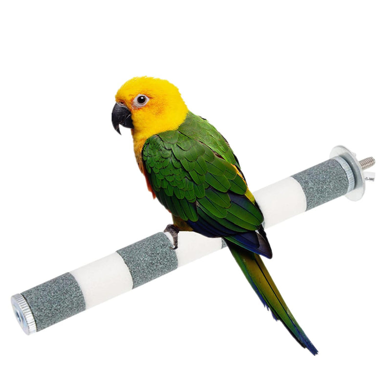 EMISTEM Bird Perch Rough-surfaced Nature Wood Stand Toy Branch for Parrots to Keep Nails and Beaks in Top Condition - Safe Easy to Install Bird Cage Accessories. 8 inch (Gray)