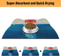Cat Food Mat - Pet Feeding Mat for Floor, Non-Slip, Waterproof, Super Absorbent, Easy to Clean, Blue, Cat, Dog 12.2''x19