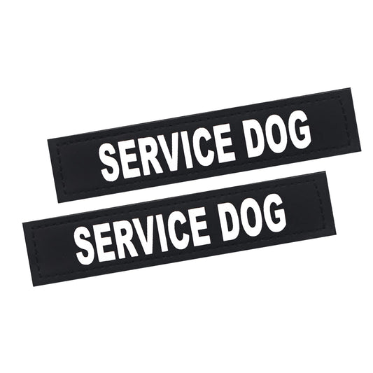 2Pack Service Dog Patches - Removable Patches with Hook Backing for Dog Harness & Vest, in Training, Black