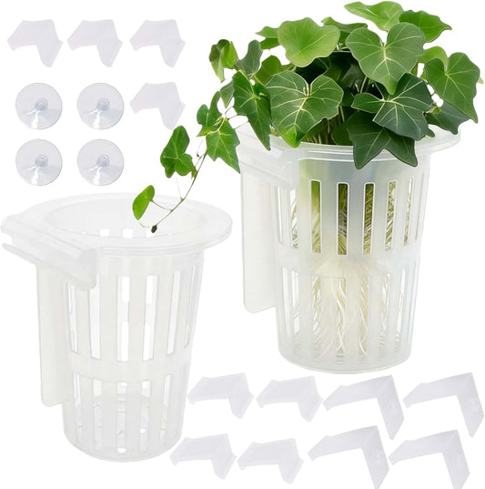 2 Pack Aquarium Plant Holder for Fish Tank with Suction Cup & Ext Hook