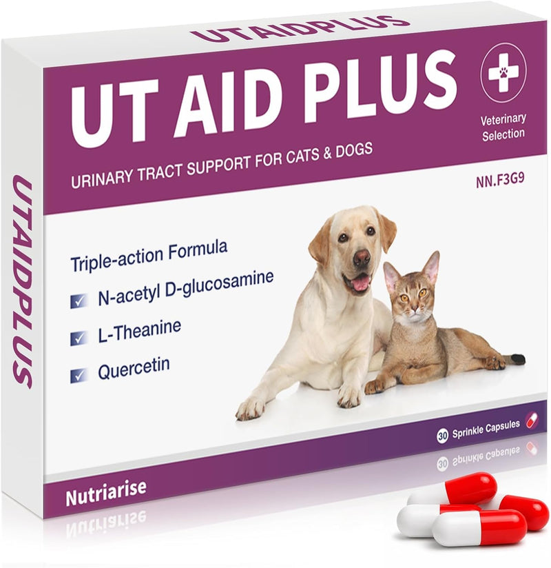 Natural UTI Treatment for Cats & Dogs – Antibiotic-Free Urinary Tract Infection Support Supplement – Bladder & Kidney Health – Incontinence Prevention – 30 Caps